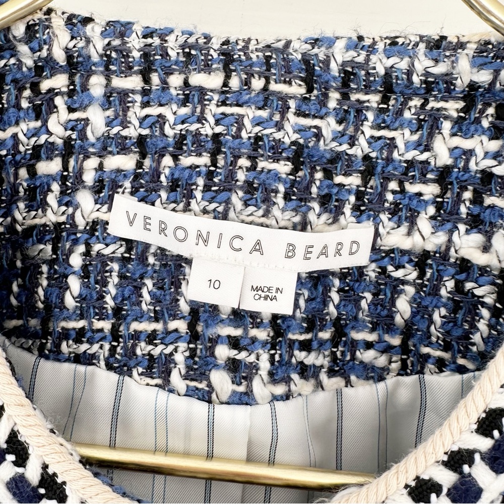 Veronica Beard • Brim Blue Tweed Cropped Jacket - Picture 3 of 16